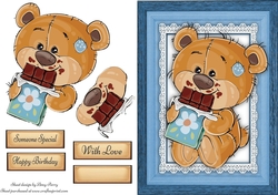 Teddy Bear Enjoying Chocolate