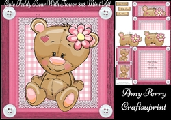 Cute Teddy Bear With Flower 8x8 Mini Kit
