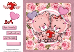 Pink Love Cats 8x8