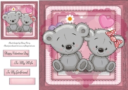Beautiful Grey Bears In A Heart 8x8