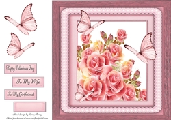 Beautiful Pink Roses With Butterflies 8x8