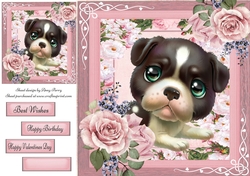 Beautiful Green Eyed, Dark Brown & White Puppy 8x8