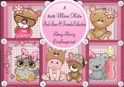 5 8x8 Mini Kits, Pink Bear & Friends Collection