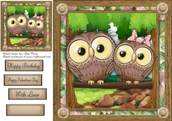 Gorgeous Pair Of Owls 8x8