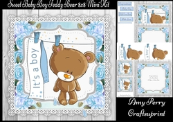 Sweet Baby Boy Teddy 8x8 Mini Kit