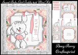 Sweet Baby Girl Teddy 8x8 Mini Kit