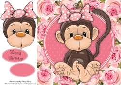 Gorgeous Monkey With Bow 8x8