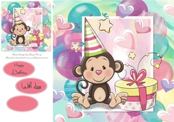 Little Monkey With Presents 8x8