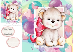 Gorgeous Bear With Bow 8x8