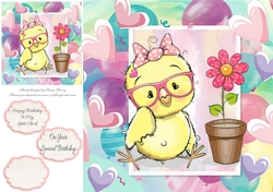 Gorgeous Chick With Flower 8x8