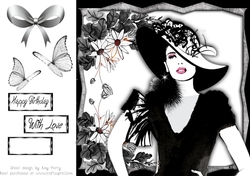 Beautiful Black And White Glamour Girl 8x8
