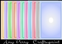 11 Pastel Color Heart Border Backing Papers