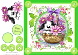 Cute Dog In A Basket 8x8