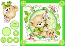 Gorgeous Teddy Bear With Flowers 8x8