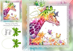 Beautiful Rainbow Giraffe 8x8