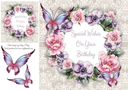 Beautiful Pink & Lilac Flowers Birthday 8x8
