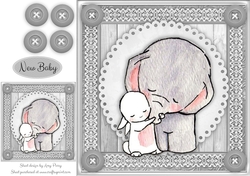Beautiful Elephant & Friend 8x8