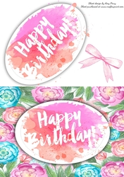 Happy Birthday Water Color 8x8