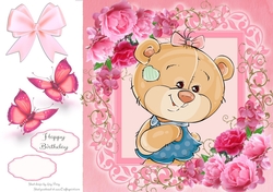 Gorgeous Teddy Bear In Pink Roses 8x8