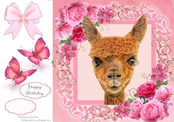 Gorgeous Alpaca In Pink Roses 8x8