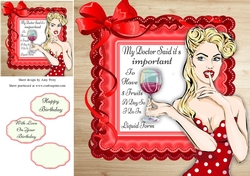 5 Fruits A Day Wine Humor 8x8