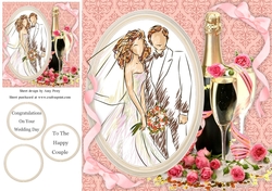 Beautiful Wedding Couple With Champagne 8x8