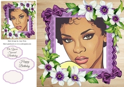 Beautiful Ethnic Girl With Purple Flowers 8x8