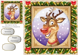 Festive Reindeer In Bauble 8x8