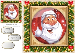 Festive Santa In a Bauble 8x8