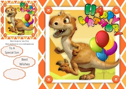Gorgeous Birthday Dinosaur With Balloons 8x8