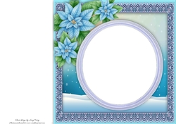 Gorgeous Blue Floral Christmas Blank Insert 8x8