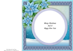 Gorgeous Blue Floral Christmas Insert 8x8