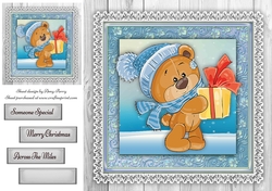 Gorgeous Bear with Present 8x8