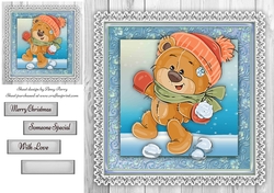 Gorgeous Bear with Snowballs 8x8