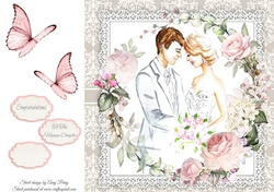 Beautiful Wedding Couple Vintage Effect 8x8