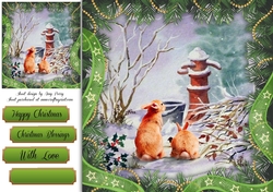 Beautiful Christmas Scene With Rabbits  8x8 
