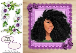 Beautiful Lady With Black Frizzy Hair 8x8