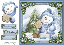 Gorgeous Snowman With Bobble Hat 8x8