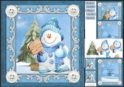Gorgeous Snowman In Bobble Hat 8x8 Mini Kit 
