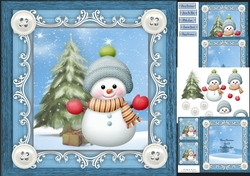 Gorgeous Snowman In Bobble Hat & Scarf 8x8 Mini Kit