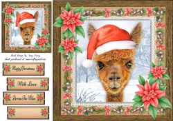 Gorgeous Festive Alpaca With Red Flowers 8x8