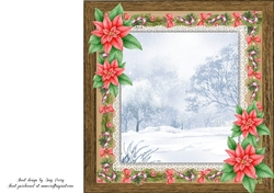Beautiful Red Poinsettia Blank Insert 8x8