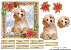 Gorgeous Fluffy Brown Dog Christmas 6x6