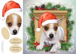 Gorgeous Christmas Puppy In Santa Hat 8x8
