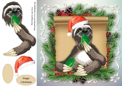 Gorgeous Christmas Sloth In Santa Hat 8x8