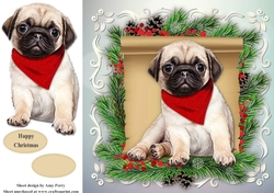 Gorgeous Christmas Pug 8x8