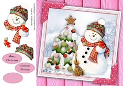 Gorgeous Snowman With Tree 8x8