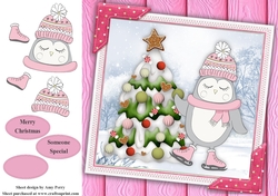 Gorgeous Penguin With Christmas Tree 8x8