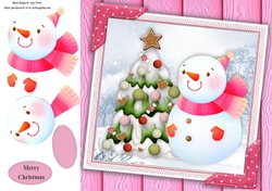Gorgeous Snowman With Pink Scarf 8x8
