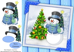 Gorgeous Snowman With Glitter Top Hat 8x8